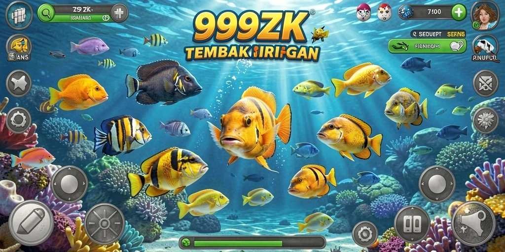 Tampilan gameplay seru dari 999ZK dengan aksi menangkap ikan.