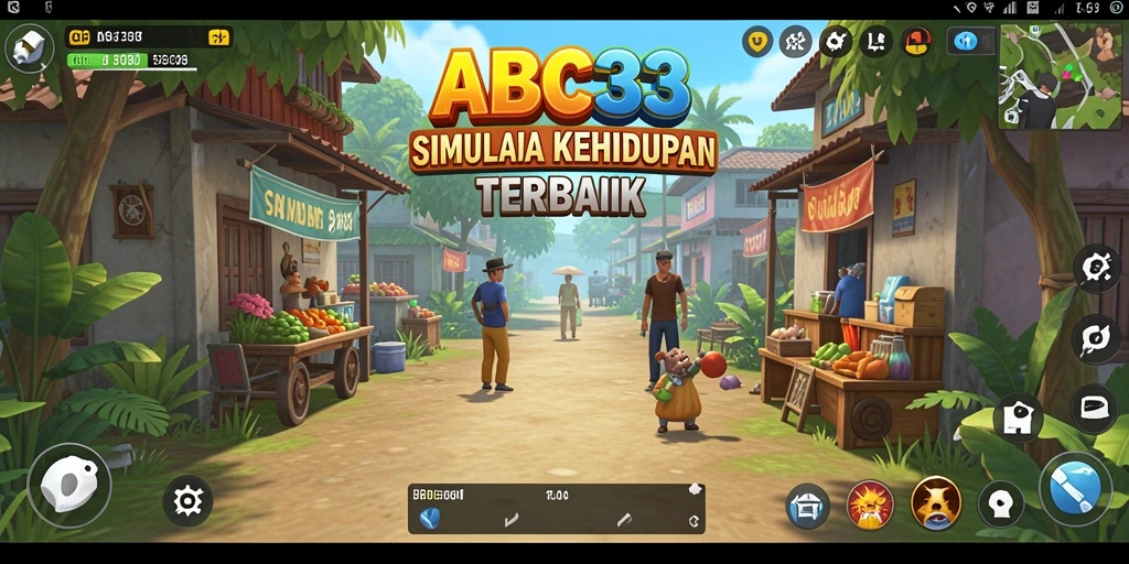Tangkapan layar dari gameplay ABC33 yang menunjukkan interaksi karakter.