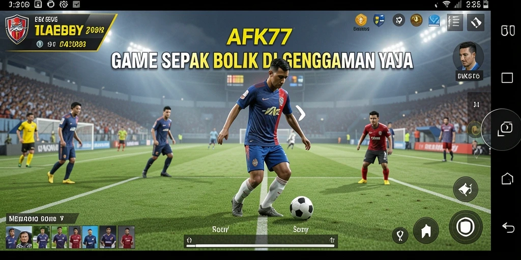 Screenshot gameplay AFK77 menampilkan aksi sepak bola yang mendebarkan.