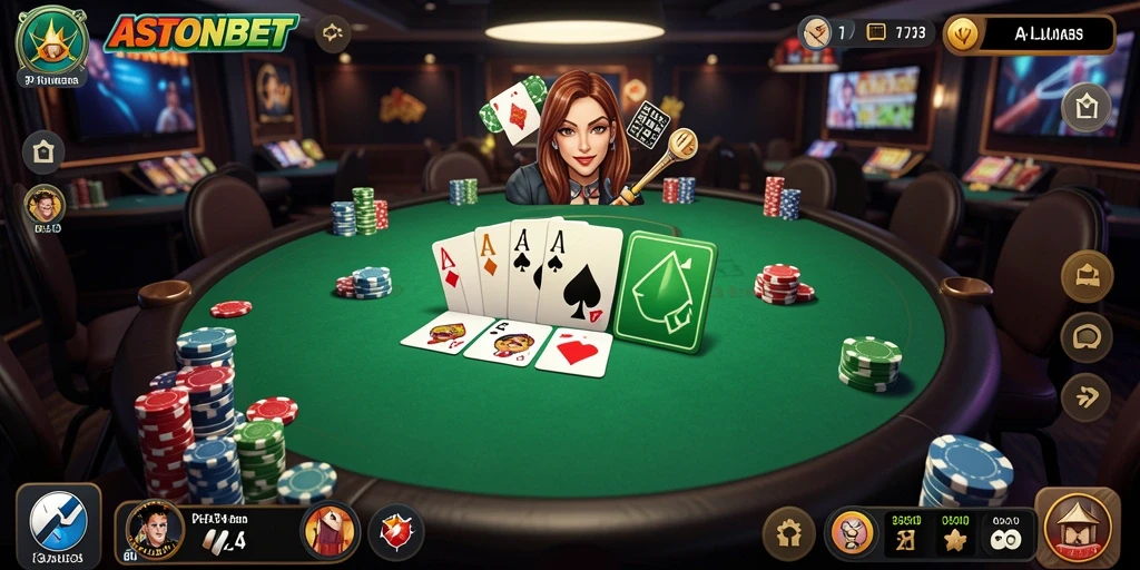 Screenshot gameplay ASTONBET menampilkan keseruan permainan Poker.