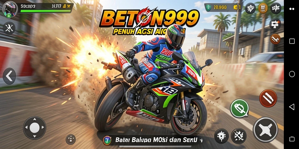 Gameplay seru balapan motor di berbagai lintasan.