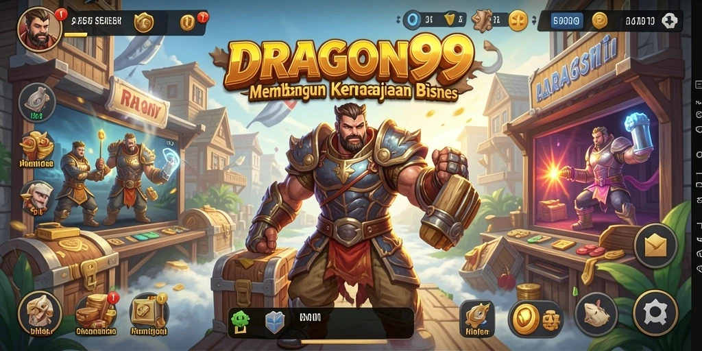 Screenshot gameplay <strong>DRAGON99</strong> yang menampilkan keseruan membangun kerajaan bisnis.