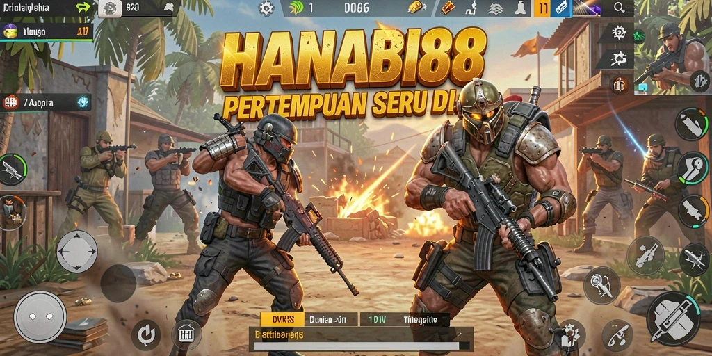 Tangkapan layar menunjukkan aksi bertempur intens dalam game Battle Royale.