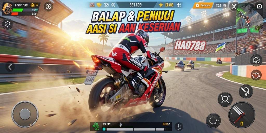 Gameplay HAO788 yang mendebarkan dan seru di lintasan balap.