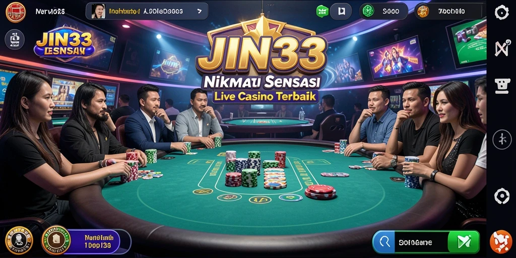Tampilan permainan Live Casino JIN33 yang mendebarkan dan interaktif.