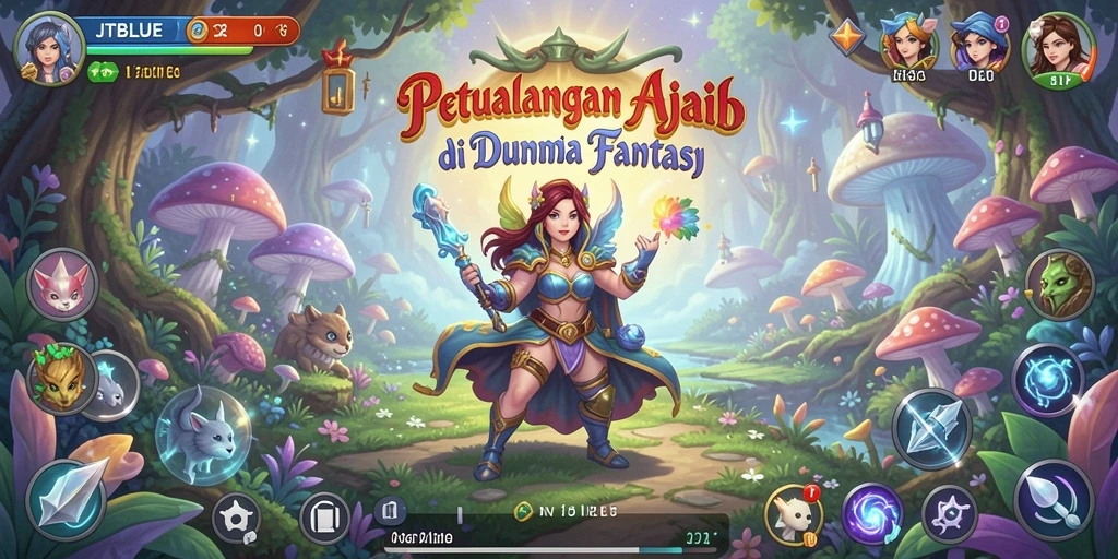 Tangkapan layar JTBLUE menampilkan aksi pertempuran seru di dunia fantasi.