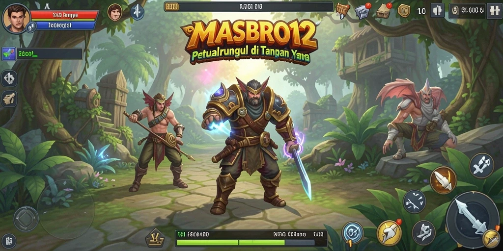 Tampilan gameplay epik dari MASBRO12 dengan karakter dan pertarungan menarik.