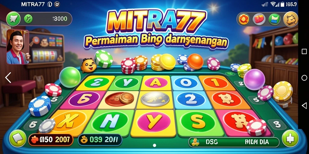 Screenshot gameplay MITRA77 menampilkan aksi seru Bingo di layar.