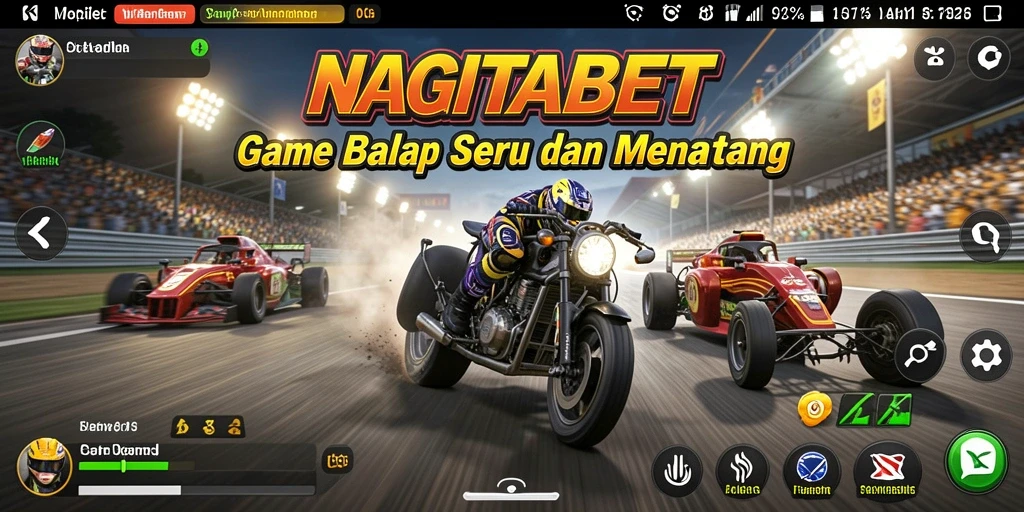 Gameplay NAGITABET menampilkan balapan di trek yang menantang.
