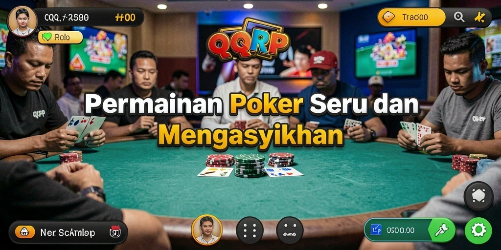 Gameplay Poker seru di QQRP, penuh aksi dan strategi.