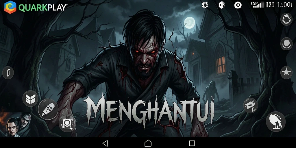 Tampilan gameplay menakutkan dari QUARKPLAY dengan atmosfer yang mencekam.