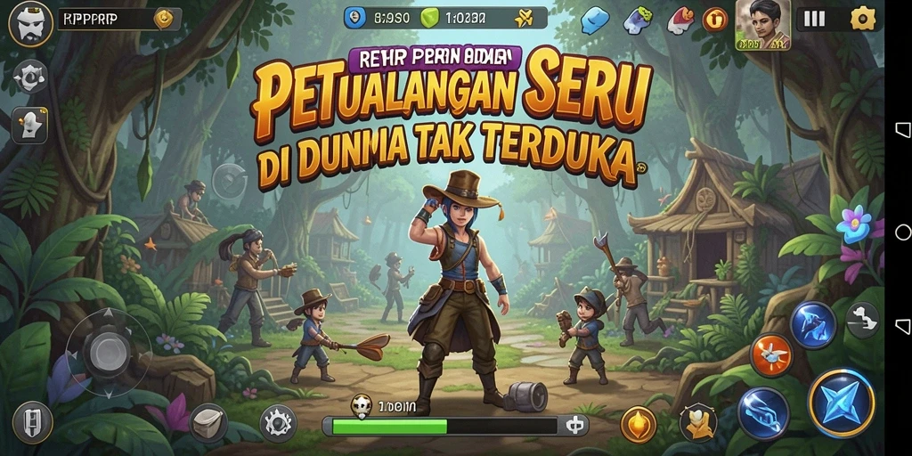 Tangkapan layar utama RPRPRP yang menunjukkan aksi petualangan seru.