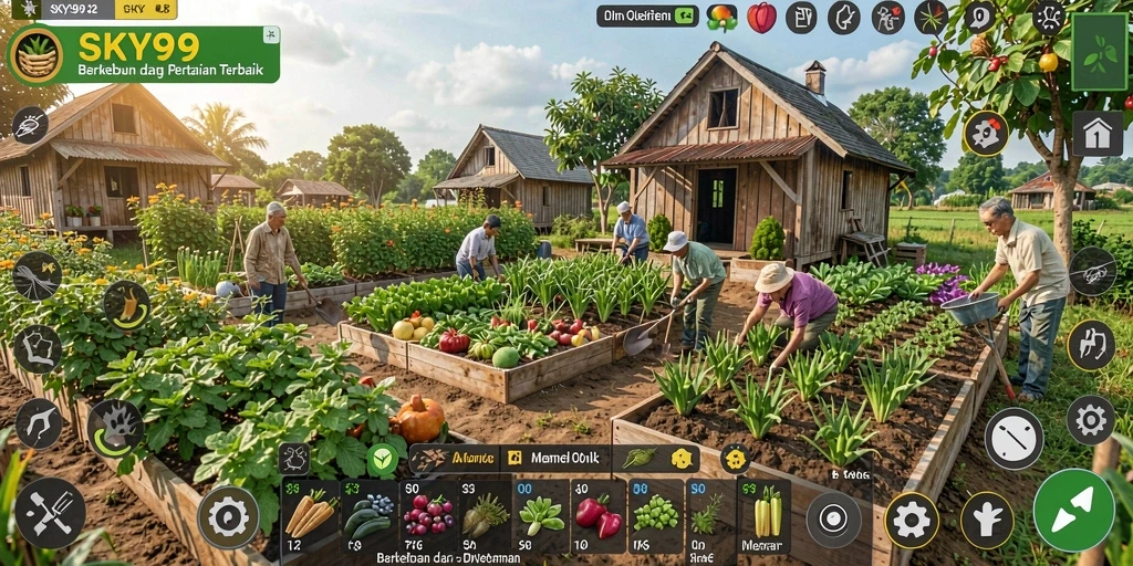 Tampilan aktivitas berkebun dalam game SKY99 yang menarik.