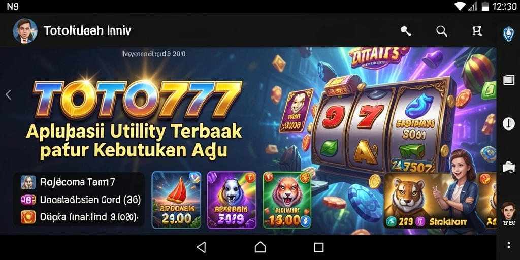 Tampilan antarmuka aplikasi TOTO777 dengan fitur Utility yang lengkap.